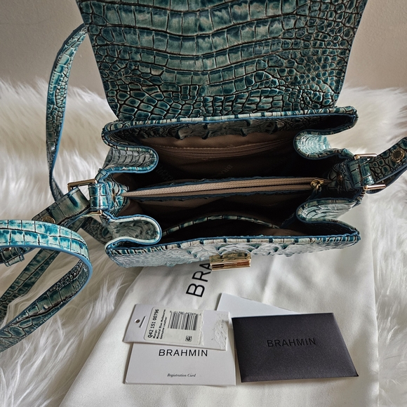 Brahmin Handbags - Brahmin Teal Crocodile Embossed Women's Bag Small Margo Melbourne